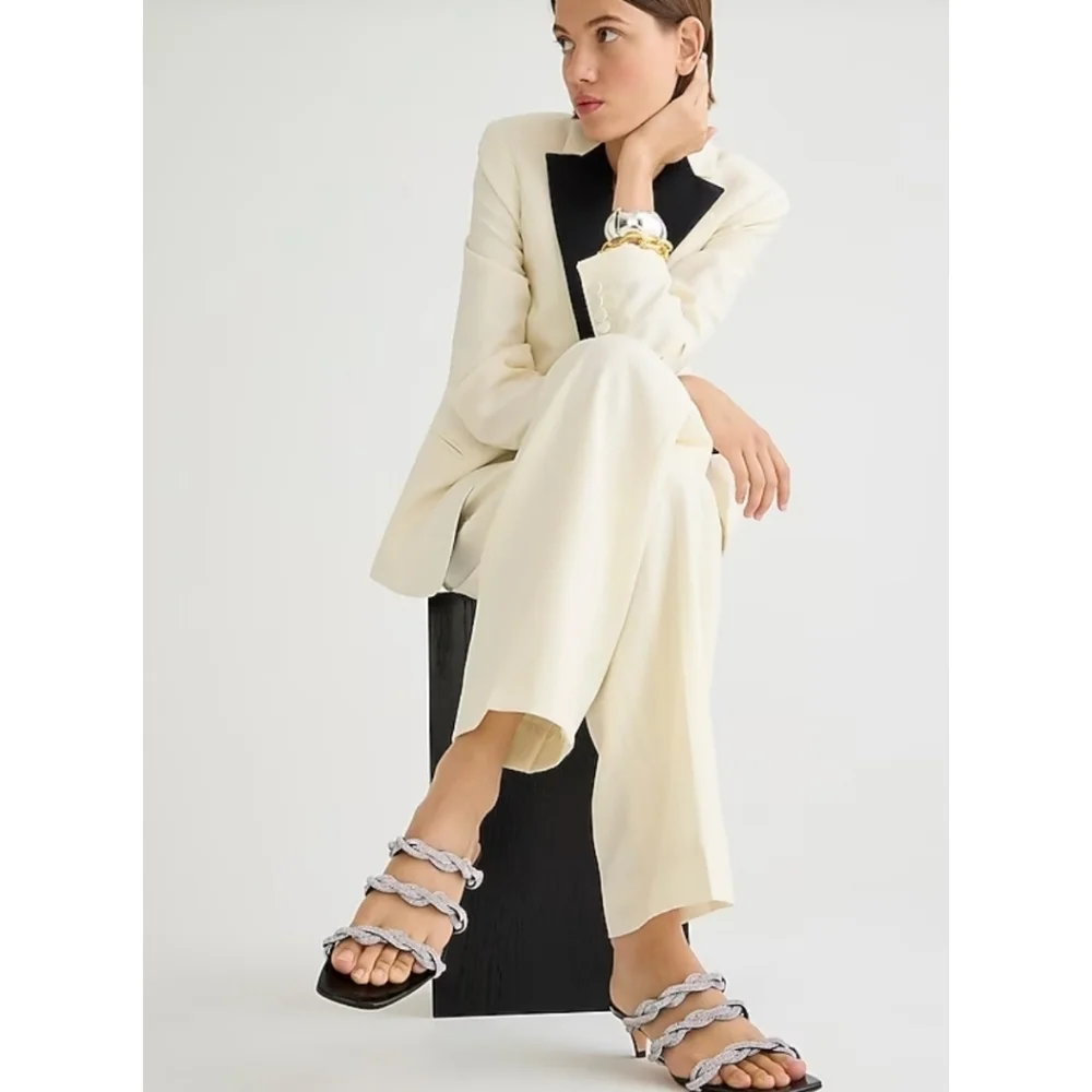 J.Crew Zadie strappy kitten heels with crystals